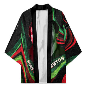Huey P. Newton Kimono Swirl Design Black Panther Party Symbol Revolutionary Tribute - African Pride