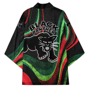 Huey P. Newton Kimono Swirl Design Black Panther Party Symbol Revolutionary Tribute - African Pride