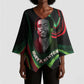 Huey P. Newton Kimono Sleeve Blouse Swirl Design Black Panther Party Symbol Revolutionary Tribute - African Pride