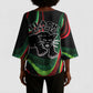 Huey P. Newton Kimono Sleeve Blouse Swirl Design Black Panther Party Symbol Revolutionary Tribute - African Pride