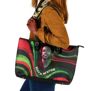 Huey P. Newton Leather Tote Bag Swirl Design Black Panther Party Symbol Revolutionary Tribute - African Pride