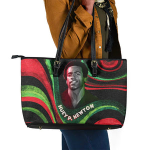 Huey P. Newton Leather Tote Bag Swirl Design Black Panther Party Symbol Revolutionary Tribute - African Pride
