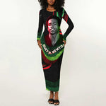 Huey P. Newton Long Sleeve Bodycon Dress Swirl Design Black Panther Party Symbol Revolutionary Tribute - African Pride