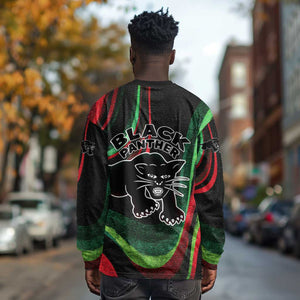 Huey P. Newton Long Sleeve Shirt Swirl Design Black Panther Party Symbol Revolutionary Tribute - African Pride