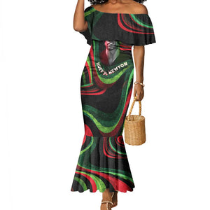 Huey P. Newton Mermaid Dress Swirl Design Black Panther Party Symbol Revolutionary Tribute TS04