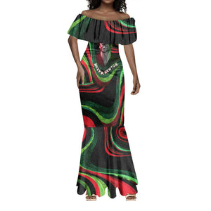 Huey P. Newton Mermaid Dress Swirl Design Black Panther Party Symbol Revolutionary Tribute TS04