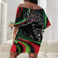 Huey P. Newton Off Shoulder Short Dress Swirl Design Black Panther Party Symbol Revolutionary Tribute - African Pride