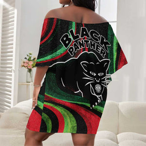 Huey P. Newton Off Shoulder Short Dress Swirl Design Black Panther Party Symbol Revolutionary Tribute - African Pride