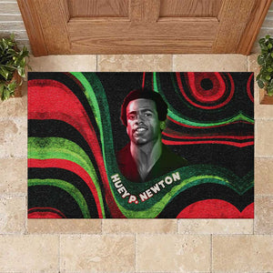 Huey P. Newton Rubber Doormat Swirl Design Black Panther Party Symbol Revolutionary Tribute - African Pride