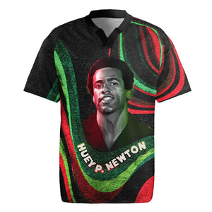 Huey P. Newton Rugby Jersey Swirl Design Black Panther Party Symbol Revolutionary Tribute TS04