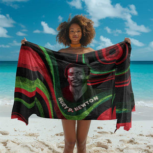 Huey P. Newton Sarong Swirl Design Black Panther Party Symbol Revolutionary Tribute - African Pride