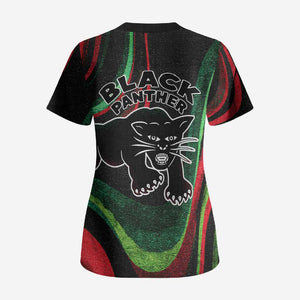 Huey P. Newton Scrub Top Swirl Design Black Panther Party Symbol Revolutionary Tribute - African Pride