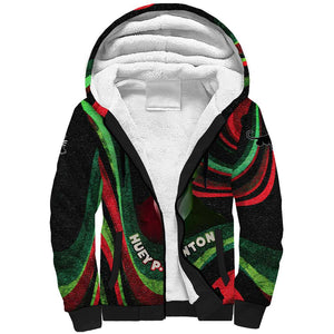 Huey P. Newton Sherpa Hoodie Swirl Design Black Panther Party Symbol Revolutionary Tribute - African Pride