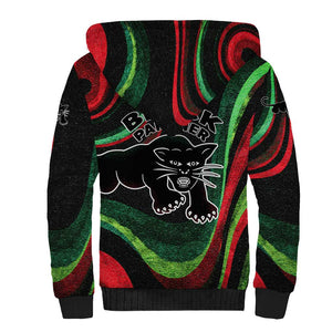Huey P. Newton Sherpa Hoodie Swirl Design Black Panther Party Symbol Revolutionary Tribute - African Pride