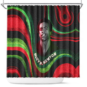 Huey P. Newton Shower Curtain Swirl Design Black Panther Party Symbol Revolutionary Tribute - African Pride