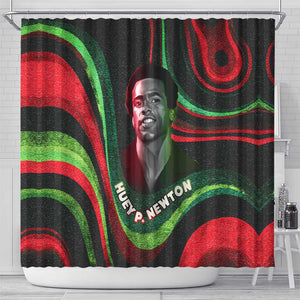 Huey P. Newton Shower Curtain Swirl Design Black Panther Party Symbol Revolutionary Tribute - African Pride