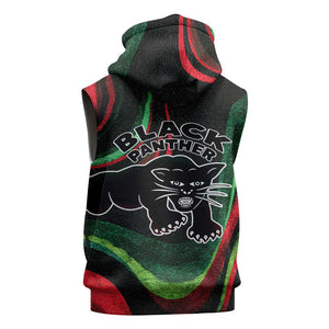 Huey P. Newton Sleeveless Zip Hoodie Swirl Design Black Panther Party Symbol Revolutionary Tribute - African Pride