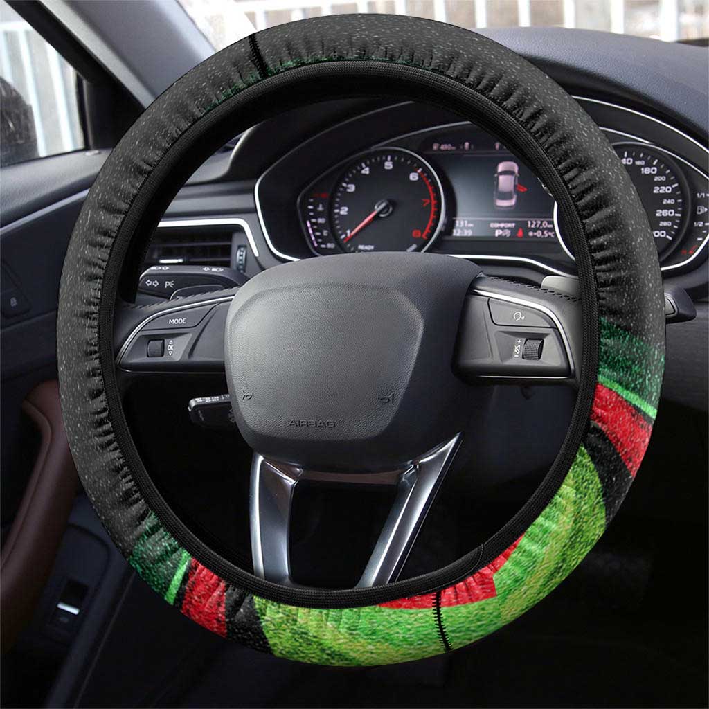 Huey P. Newton Steering Wheel Cover Swirl Design Black Panther Party Symbol Revolutionary Tribute - African Pride