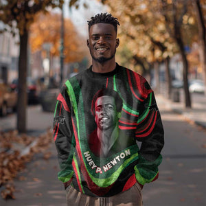 Huey P. Newton Sweatshirt Swirl Design Black Panther Party Symbol Revolutionary Tribute - African Pride