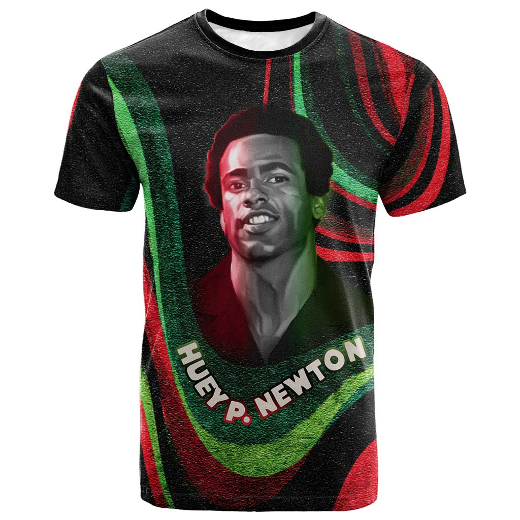 Huey P. Newton T shirt Swirl Design Black Panther Party Symbol Revolutionary Tribute TS04