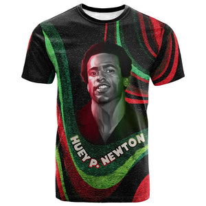 Huey P. Newton T shirt Swirl Design Black Panther Party Symbol Revolutionary Tribute TS04