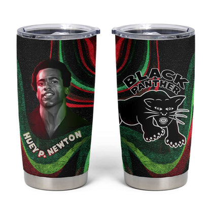Huey P. Newton Tumbler Cup Swirl Design Black Panther Party Symbol Revolutionary Tribute - African Pride