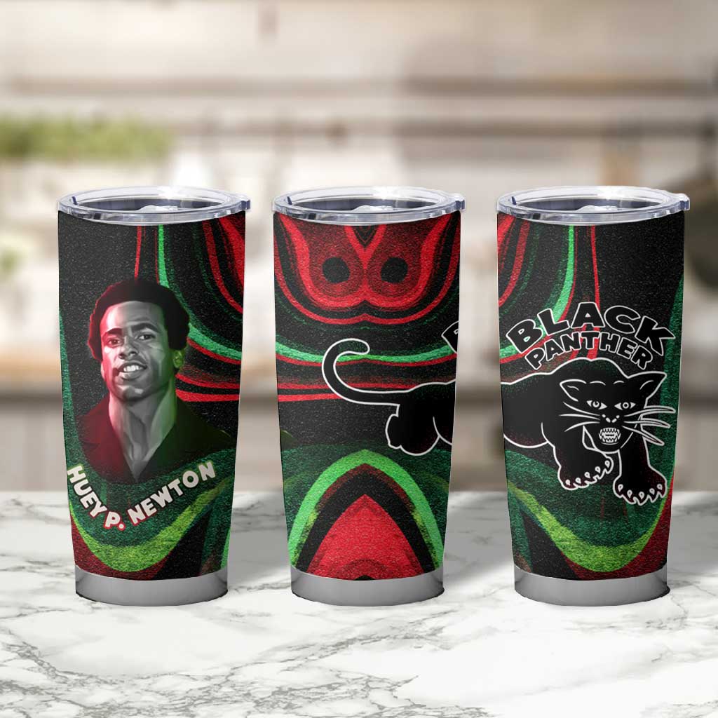 Huey P. Newton Tumbler Cup Swirl Design Black Panther Party Symbol Revolutionary Tribute - African Pride