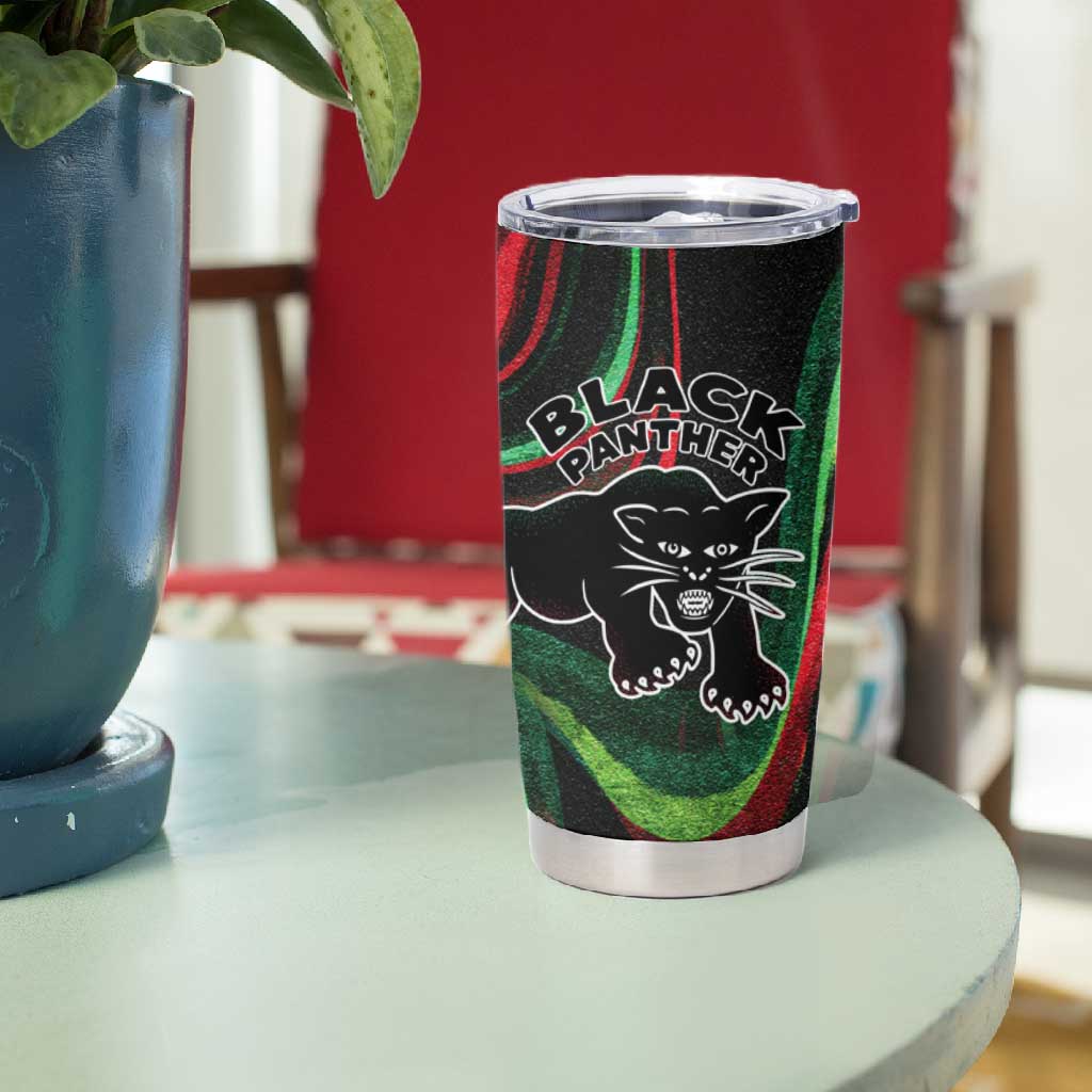 Huey P. Newton Tumbler Cup Swirl Design Black Panther Party Symbol Revolutionary Tribute - African Pride