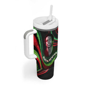 Huey P. Newton Tumbler With Handle Swirl Design Black Panther Party Symbol Revolutionary Tribute - African Pride