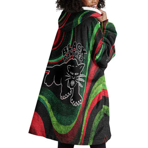 Huey P. Newton Wearable Blanket Hoodie Swirl Design Black Panther Party Symbol Revolutionary Tribute - African Pride