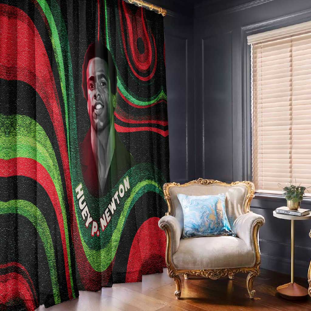 Huey P. Newton Window Curtain Swirl Design Black Panther Party Symbol Revolutionary Tribute - African Pride