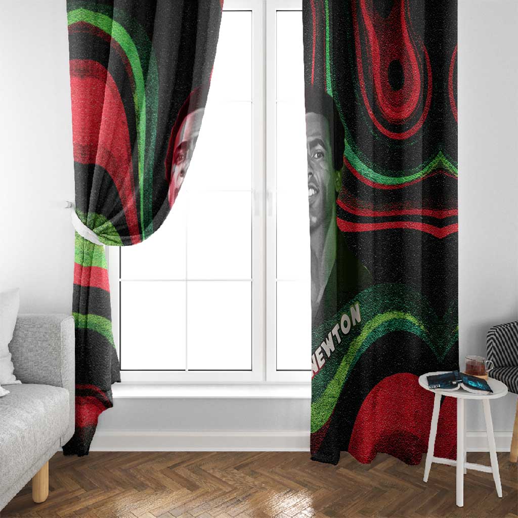 Huey P. Newton Window Curtain Swirl Design Black Panther Party Symbol Revolutionary Tribute - African Pride