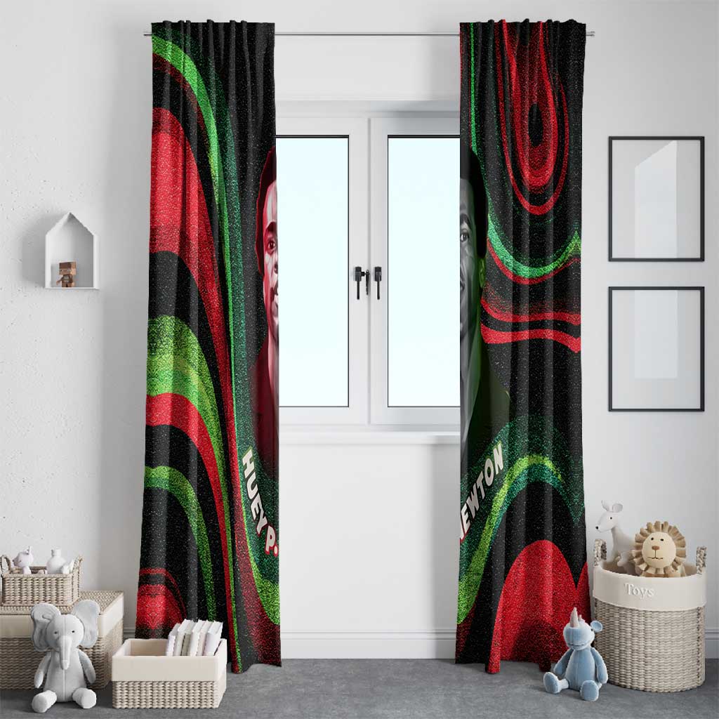 Huey P. Newton Window Curtain Swirl Design Black Panther Party Symbol Revolutionary Tribute - African Pride