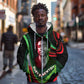 Huey P. Newton Zip Hoodie Swirl Design Black Panther Party Symbol Revolutionary Tribute - African Pride