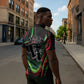 Huey P. Newton Zipper Polo Shirt Swirl Design Black Panther Party Symbol Revolutionary Tribute - African Pride