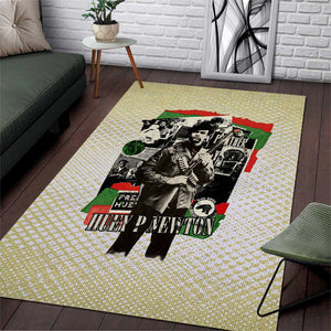 Huey P. Newton Area Rug Black Panther Collage Design Civil Rights Movement Theme Revolutionary Tribute - African Pride