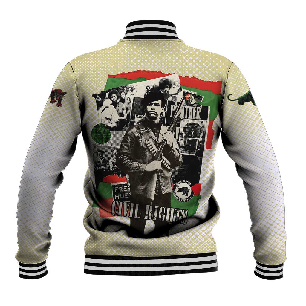 Huey P. Newton Baseball Jacket Black Panther Collage Design Civil Rights Movement Theme Revolutionary Tribute - African Pride