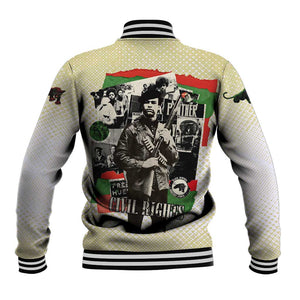 Huey P. Newton Baseball Jacket Black Panther Collage Design Civil Rights Movement Theme Revolutionary Tribute - African Pride