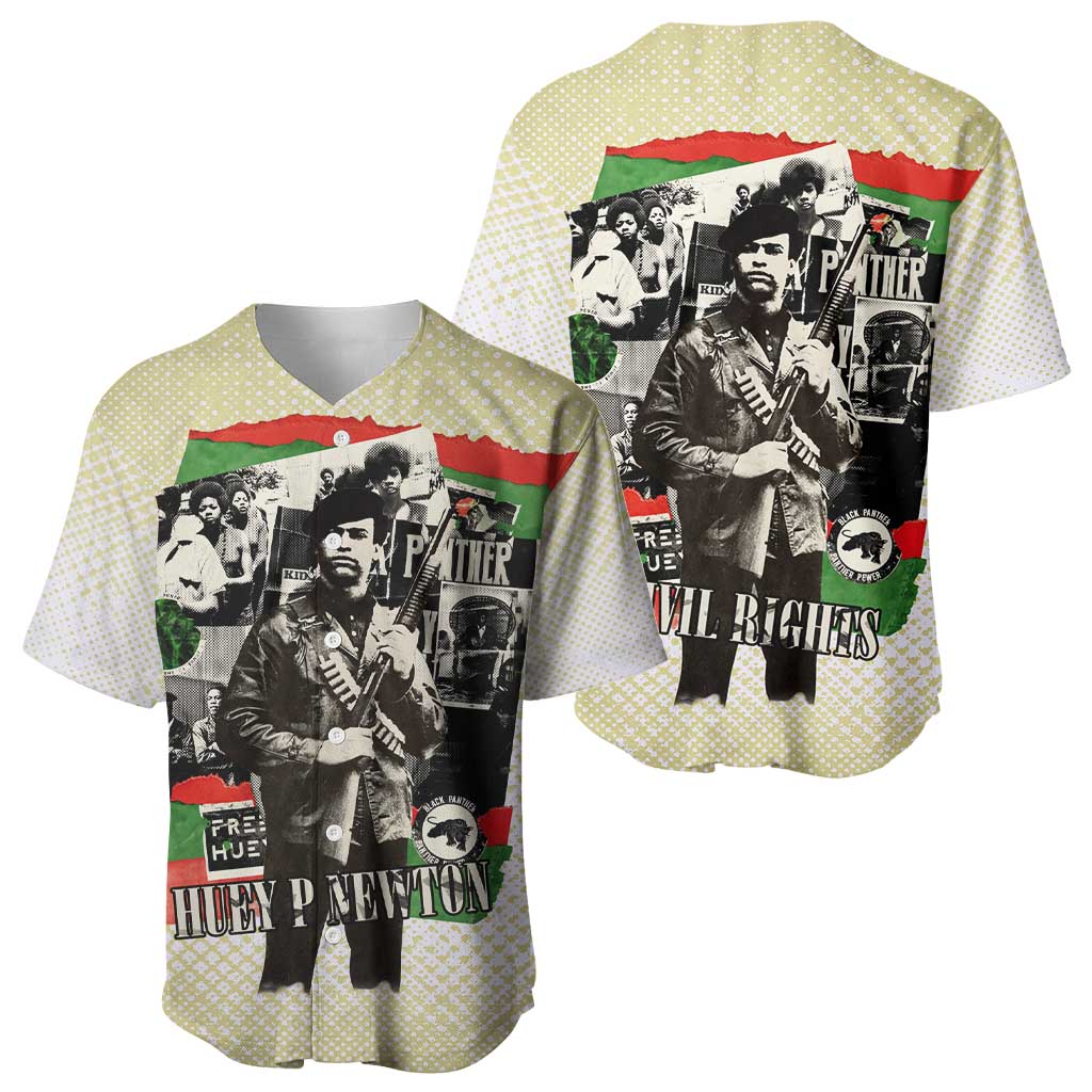 Huey P. Newton Baseball Jersey Black Panther Collage Design Civil Rights Movement Theme Revolutionary Tribute TS04