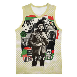 Huey P. Newton Basketball Jersey Black Panther Collage Design Civil Rights Movement Theme Revolutionary Tribute - African Pride