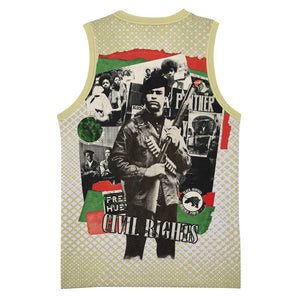 Huey P. Newton Basketball Jersey Black Panther Collage Design Civil Rights Movement Theme Revolutionary Tribute - African Pride