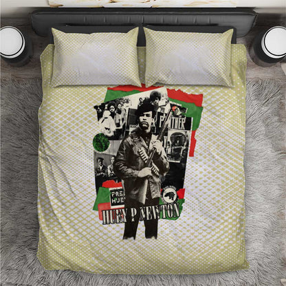 Huey P. Newton Bedding Set Black Panther Collage Design Civil Rights Movement Theme Revolutionary Tribute - African Pride