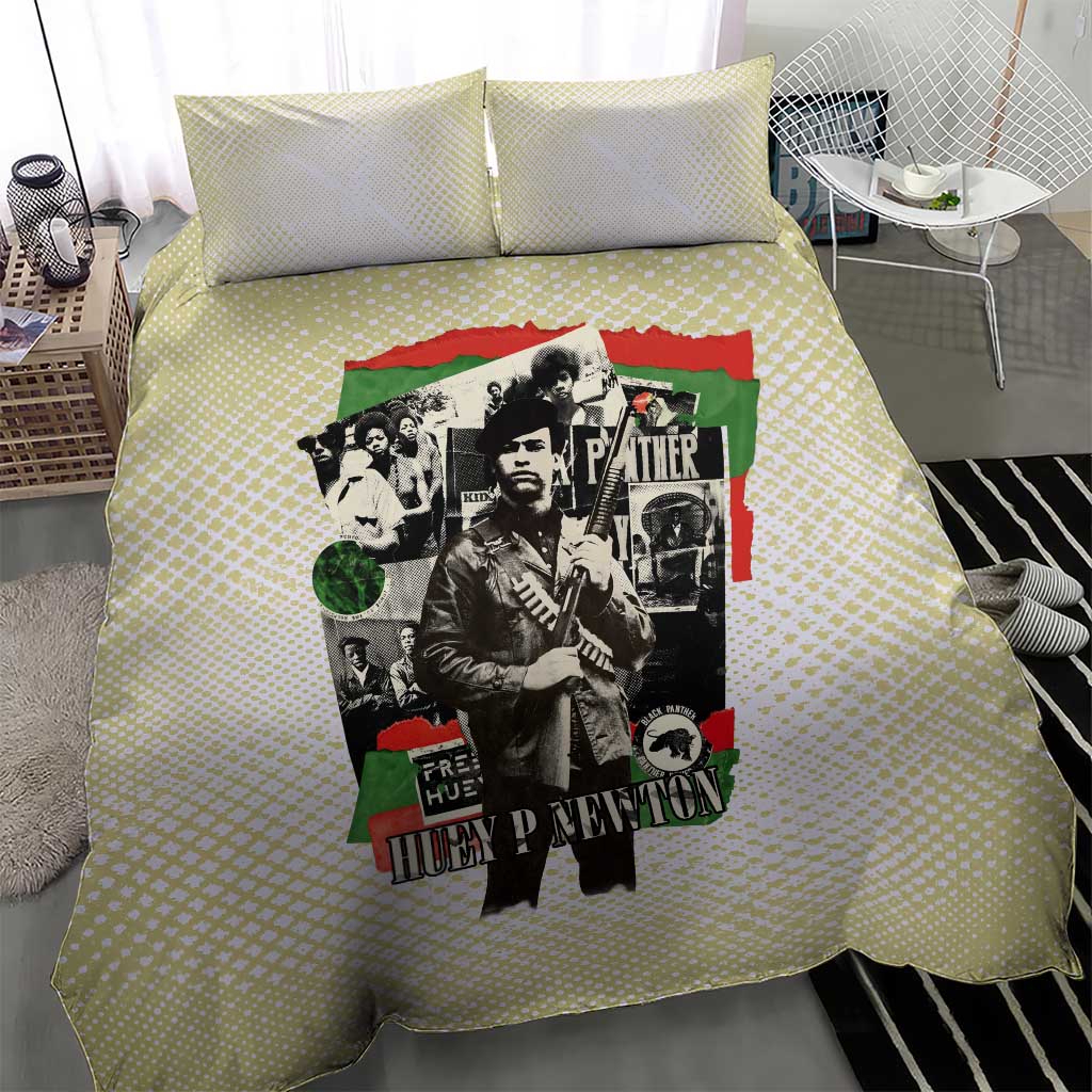 Huey P. Newton Bedding Set Black Panther Collage Design Civil Rights Movement Theme Revolutionary Tribute - African Pride