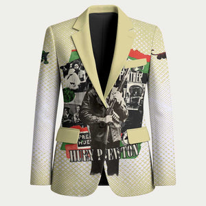 Huey P. Newton Blazer Black Panther Collage Design Civil Rights Movement Theme Revolutionary Tribute - African Pride