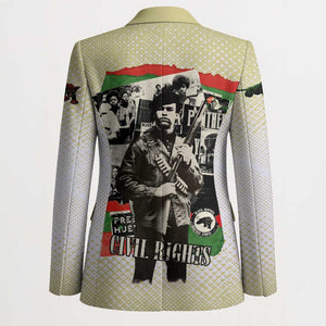 Huey P. Newton Blazer Black Panther Collage Design Civil Rights Movement Theme Revolutionary Tribute - African Pride