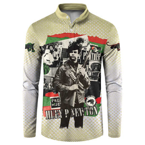 Huey P. Newton Button Sweatshirt Black Panther Collage Design Civil Rights Movement Theme Revolutionary Tribute