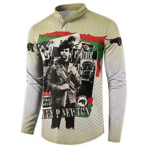 Huey P. Newton Button Sweatshirt Black Panther Collage Design Civil Rights Movement Theme Revolutionary Tribute