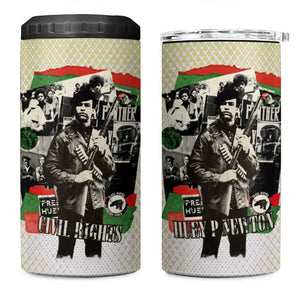 Huey P. Newton 4 in 1 Can Cooler Tumbler Black Panther Collage Design Civil Rights Movement Theme Revolutionary Tribute - African Pride