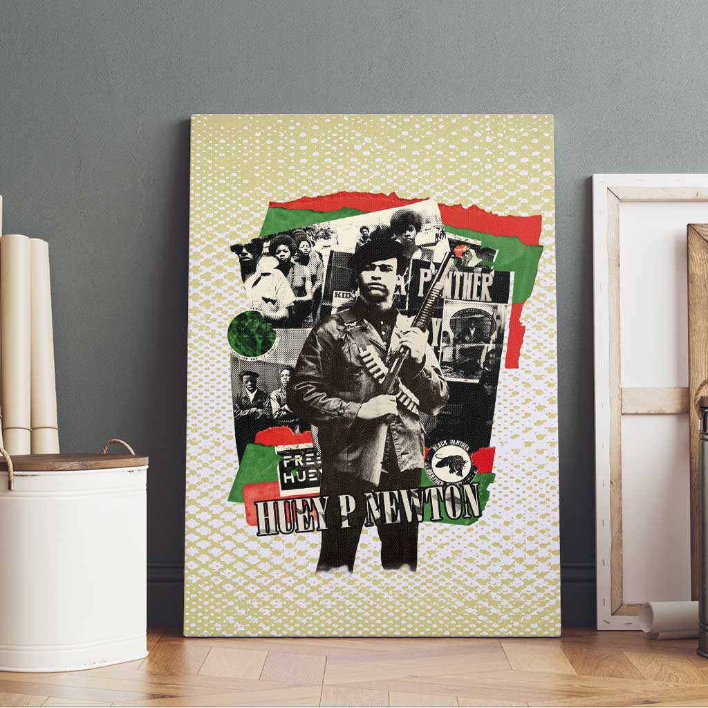 Huey P. Newton Canvas Wall Art Black Panther Collage Design Civil Rights Movement Theme Revolutionary Tribute - African Pride