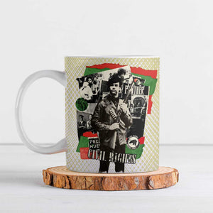 Huey P. Newton Ceramic Mug Black Panther Collage Design Civil Rights Movement Theme Revolutionary Tribute - African Pride